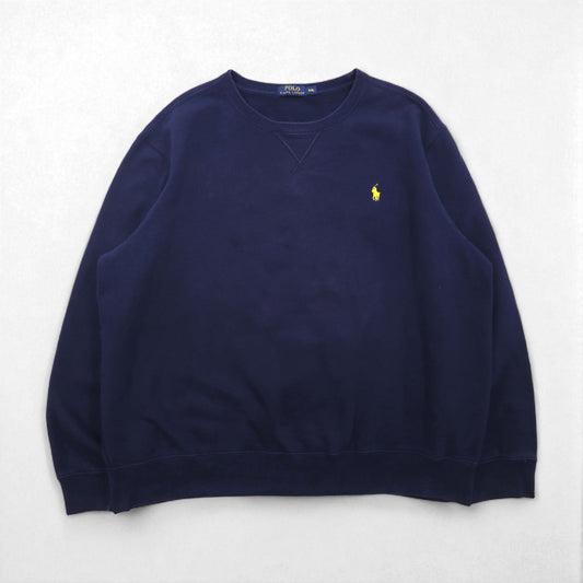 Polo Ralph Lauren 前V スウェット トレーナー 2XL ネイビー スモールポニー刺繡