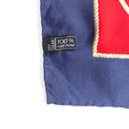 CELINE Made in Italy Large Scarf Red Navy All-over Print Silk Emblem