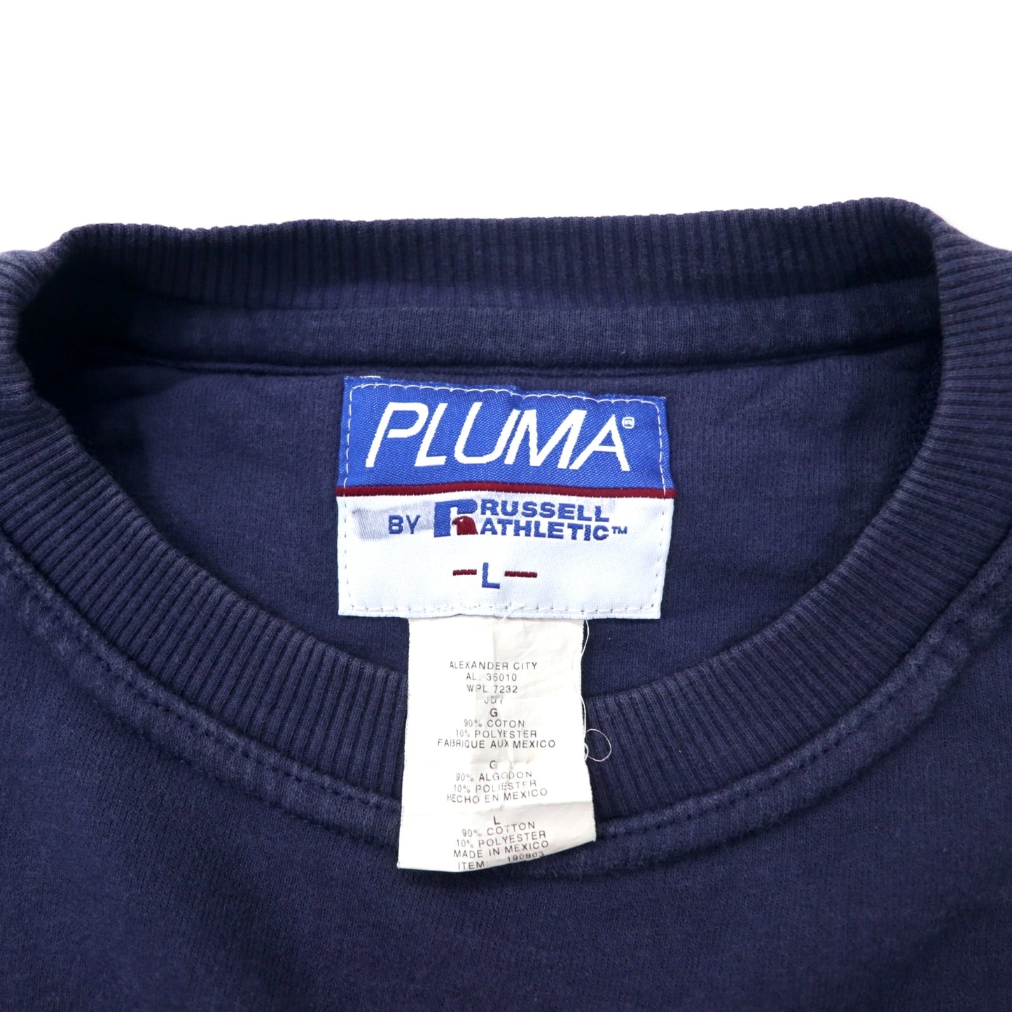 ABERCROMBIE AND FITCH Co. 90年代 ロゴプリント スウェット L ネイビー コットン PLUMA BY RUSSELL ATHLETIC メキシコ製