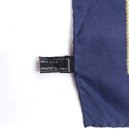 CELINE イタリア製 大判 スカーフ レッド ネイビー 総柄 シルク エンブレム