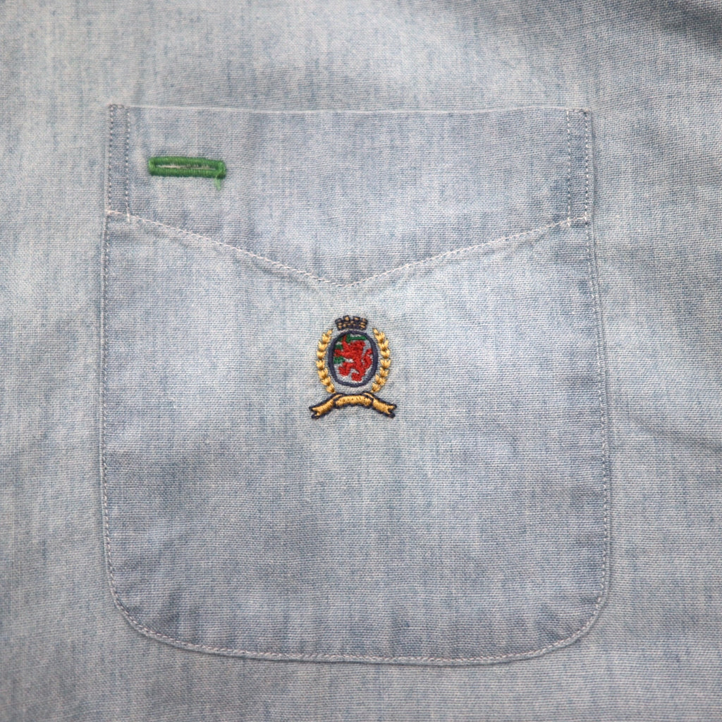 TOMMY JEANS 90年代 シャンブレーシャツ XL ブルー コットン ワンポイントロゴ刺繍