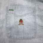 TOMMY JEANS 90年代 シャンブレーシャツ XL ブルー コットン ワンポイントロゴ刺繍