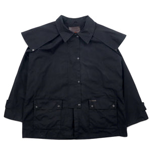 OUTBACK オイルドジャケット L ブラック コットン オイルスキン ケープ ドローコード SWAGMAN JACKET