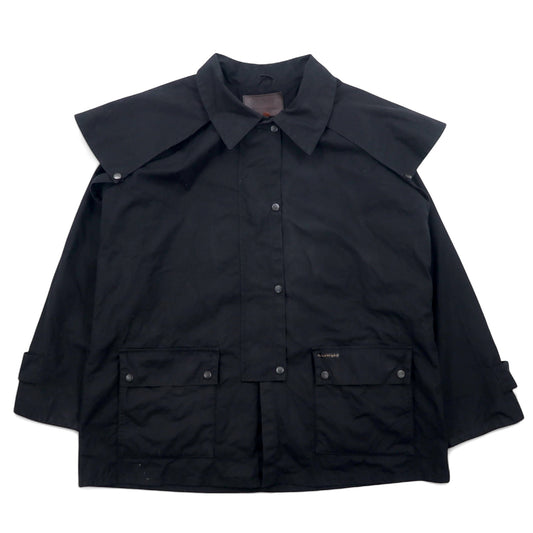 OUTBACK オイルドジャケット L ブラック コットン オイルスキン ケープ ドローコード SWAGMAN JACKET