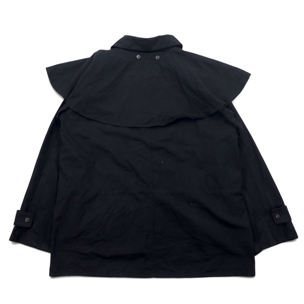 OUTBACK Oiled Jacket L Black Cotton Oilskin Cape Drawstring SWAGMAN JACKET