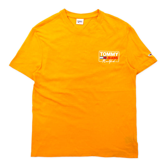 日本然リトテ-古着オンライン-TOMMY JEANS ロゴプリントTシャツ XL イエロー コットン バックプリント NY SCRIPT BOX BACK LOGO TEE-