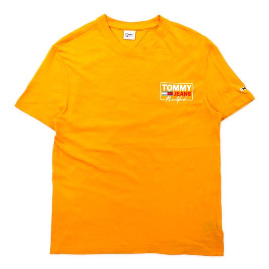 TOMMY JEANS ロゴプリントTシャツ XL イエロー コットン バックプリント NY SCRIPT BOX BACK LOGO TEE