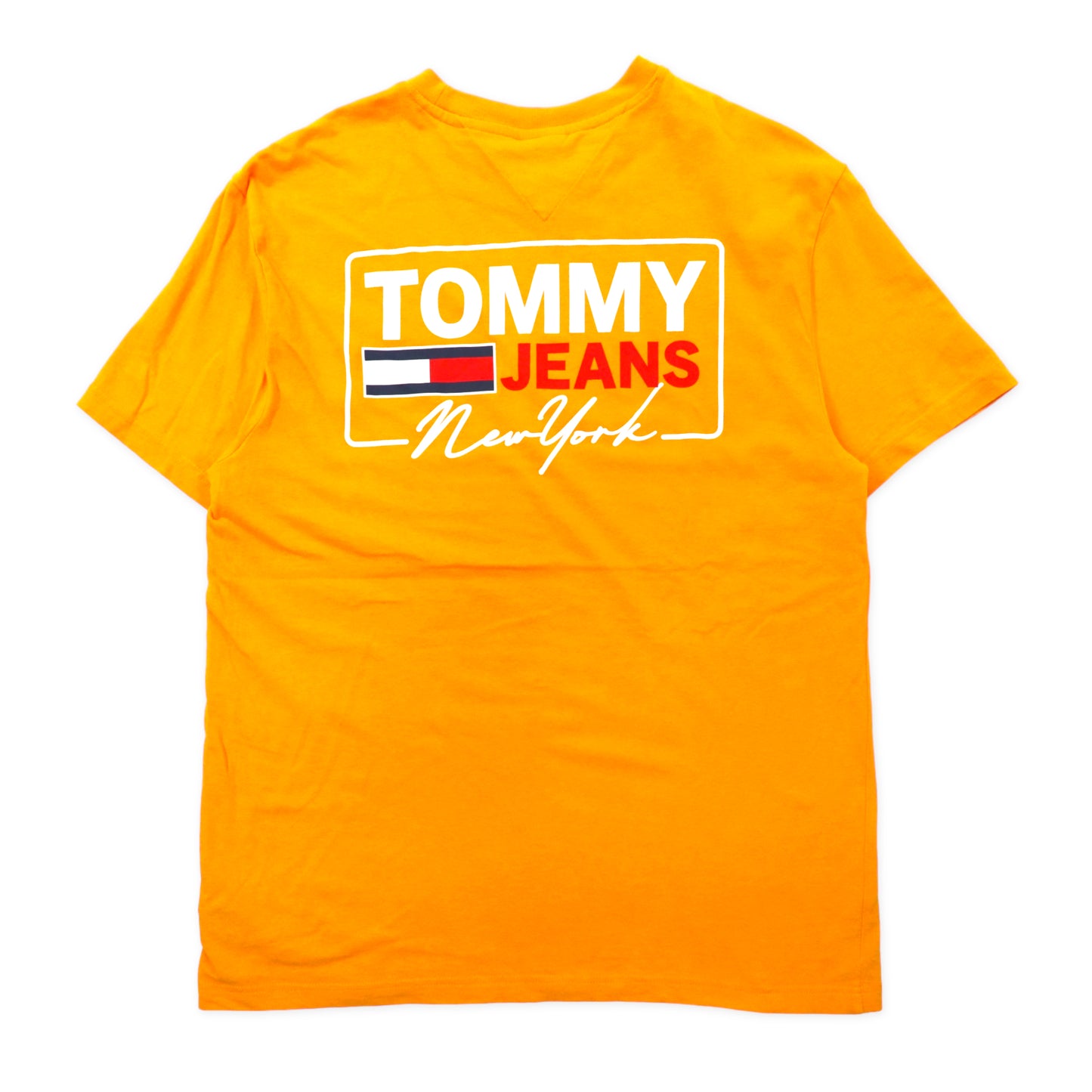 TOMMY JEANS ロゴプリントTシャツ XL イエロー コットン バックプリント NY SCRIPT BOX BACK LOGO TEE