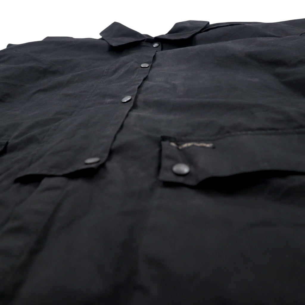 OUTBACK Oiled Jacket L Black Cotton Oilskin Cape Drawstring SWAGMAN JACKET