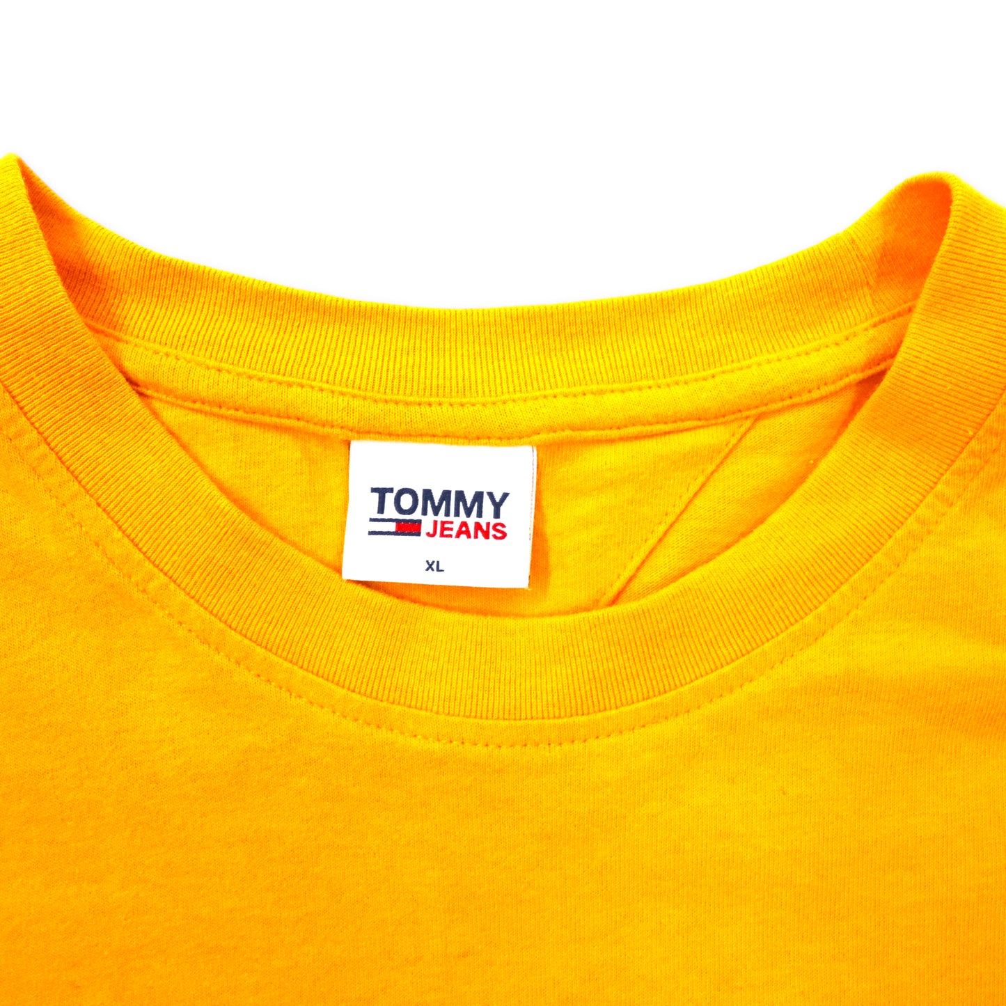 TOMMY JEANS ロゴプリントTシャツ XL イエロー コットン バックプリント NY SCRIPT BOX BACK LOGO TEE