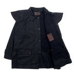 OUTBACK Oiled Jacket L Black Cotton Oilskin Cape Drawstring SWAGMAN JACKET