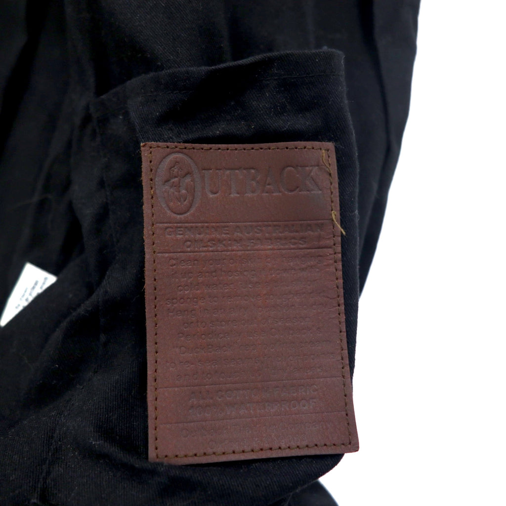 OUTBACK Oiled Jacket L Black Cotton Oilskin Cape Drawstring SWAGMAN JACKET
