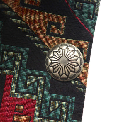 80s USA Vintage Blazer WRAPS チマヨ柄 ジャガードジャケット M ネイティブ柄 タペストリー コンチョボタン USA製