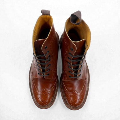 Tricker's 英国製 モールトン MALTON カントリーブーツ フルブローグ レースアップブーツ 27.5cm イギリス製 M2508
