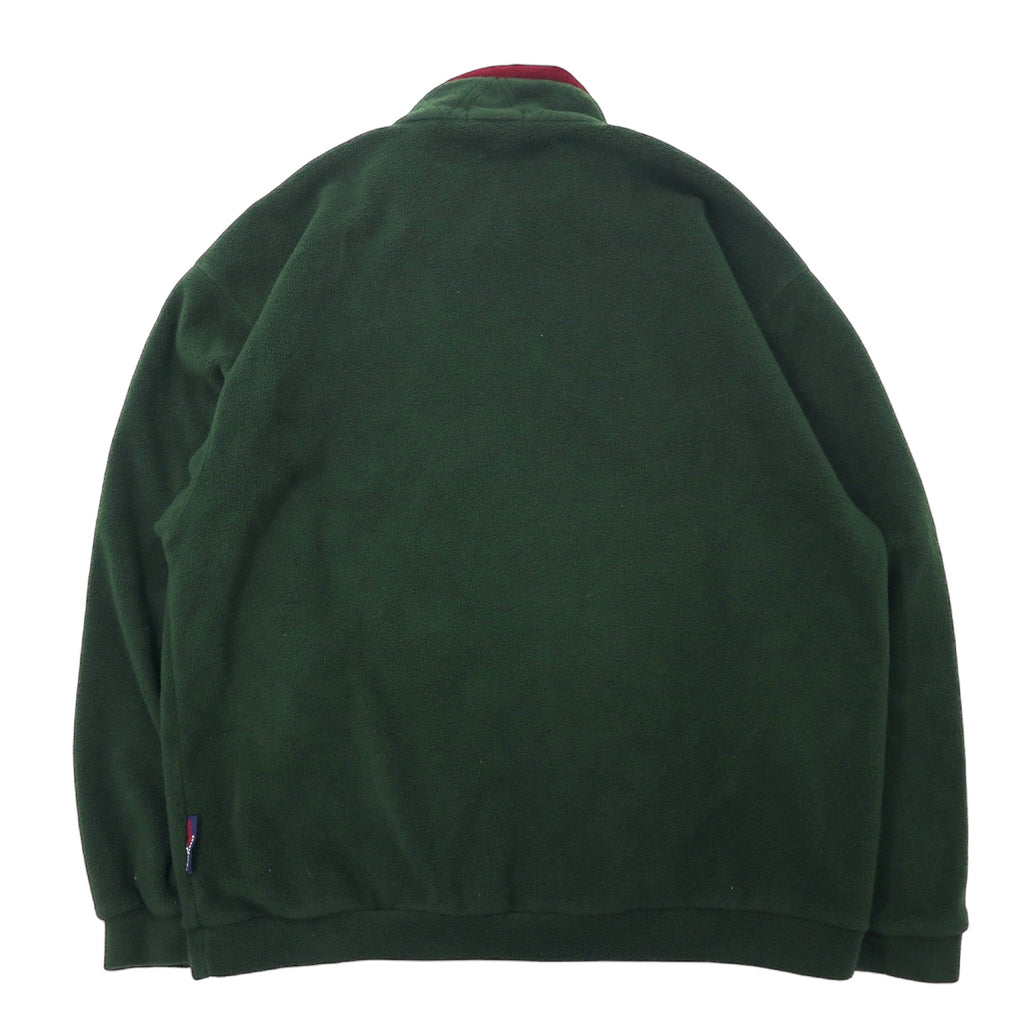 nautica 90s half zip fleece jacket XL green polyester one point logo embroidery