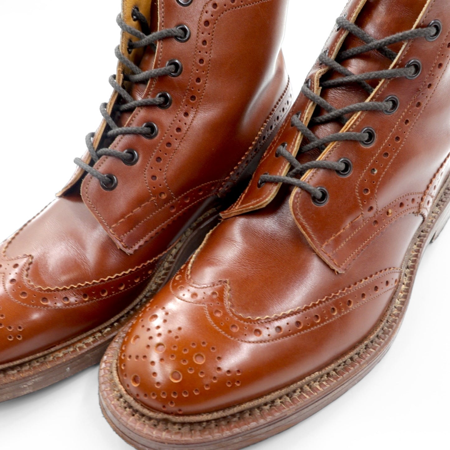 Tricker's 英国製 モールトン MALTON カントリーブーツ フルブローグ レースアップブーツ 27.5cm イギリス製 M2508
