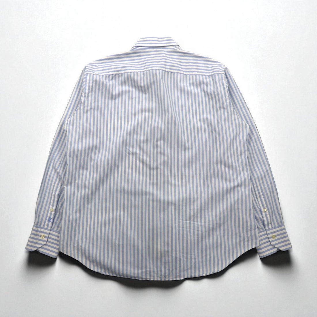 BURBERRY Wide Collar Striped Dress Shirt XL Blue White Cotton