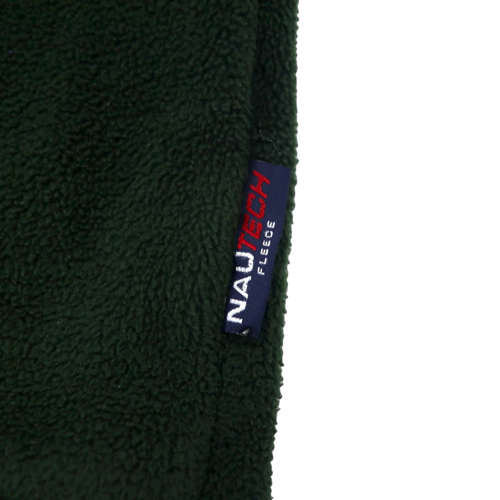 nautica 90s half zip fleece jacket XL green polyester one point logo embroidery