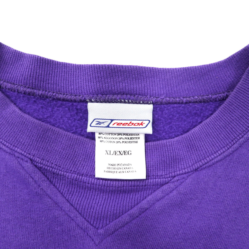 Reebok Made in Canada 90s NFL BALTIOORE RAVENS Embroidered Sweatshirt XL Purple Cotton Front V