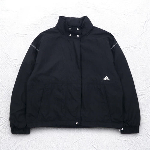 adidas ナイロン トラックジャケット ジャージ S ブラック ドローコード W S2S スリーストライプ ED1529