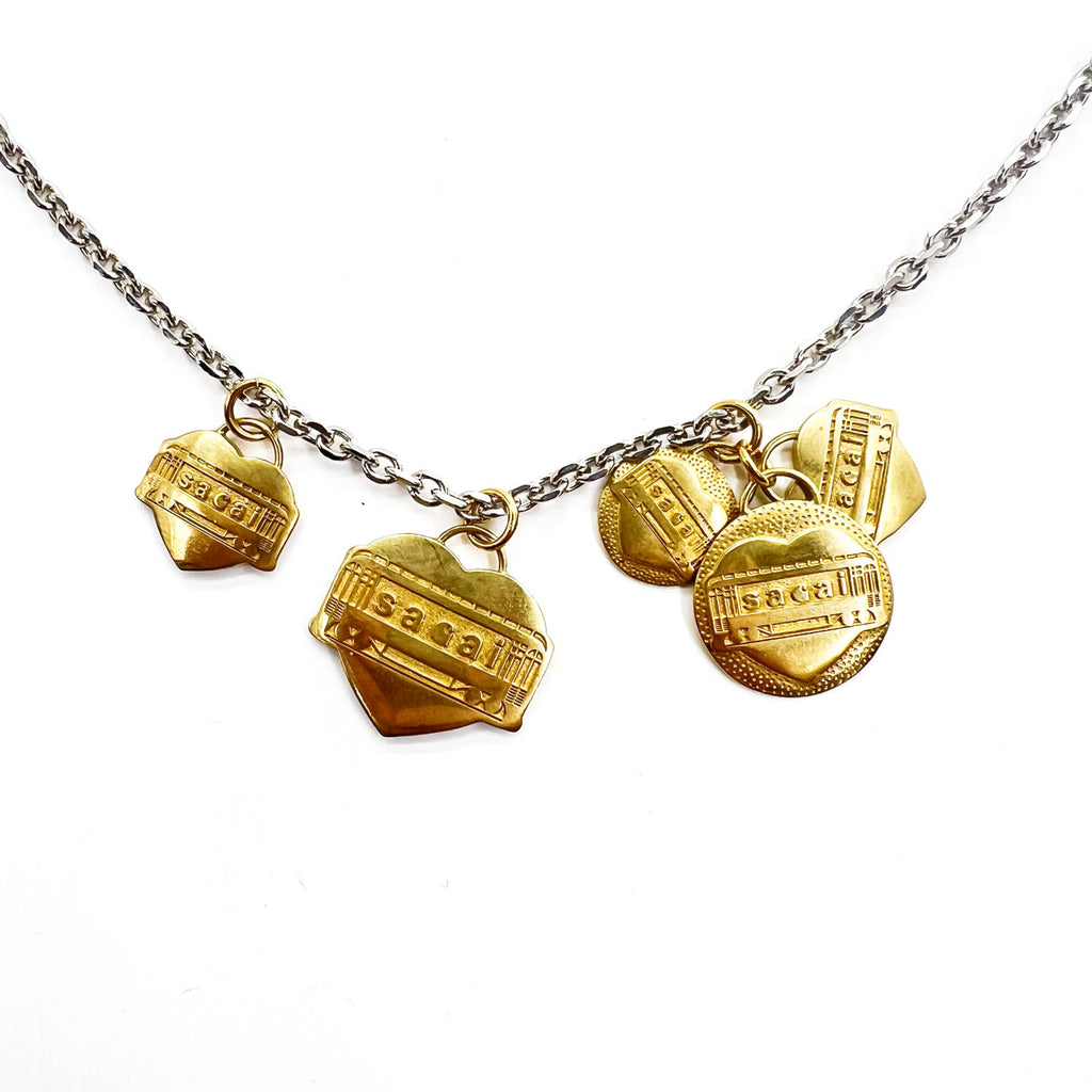 sacai × carhartt WIP チャーム ネックレス ゴールド シルバー 真鍮 ハート ロゴ Heart Necklace