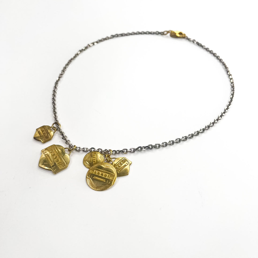 sacai × carhartt WIP チャーム ネックレス ゴールド シルバー 真鍮 ハート ロゴ Heart Necklace