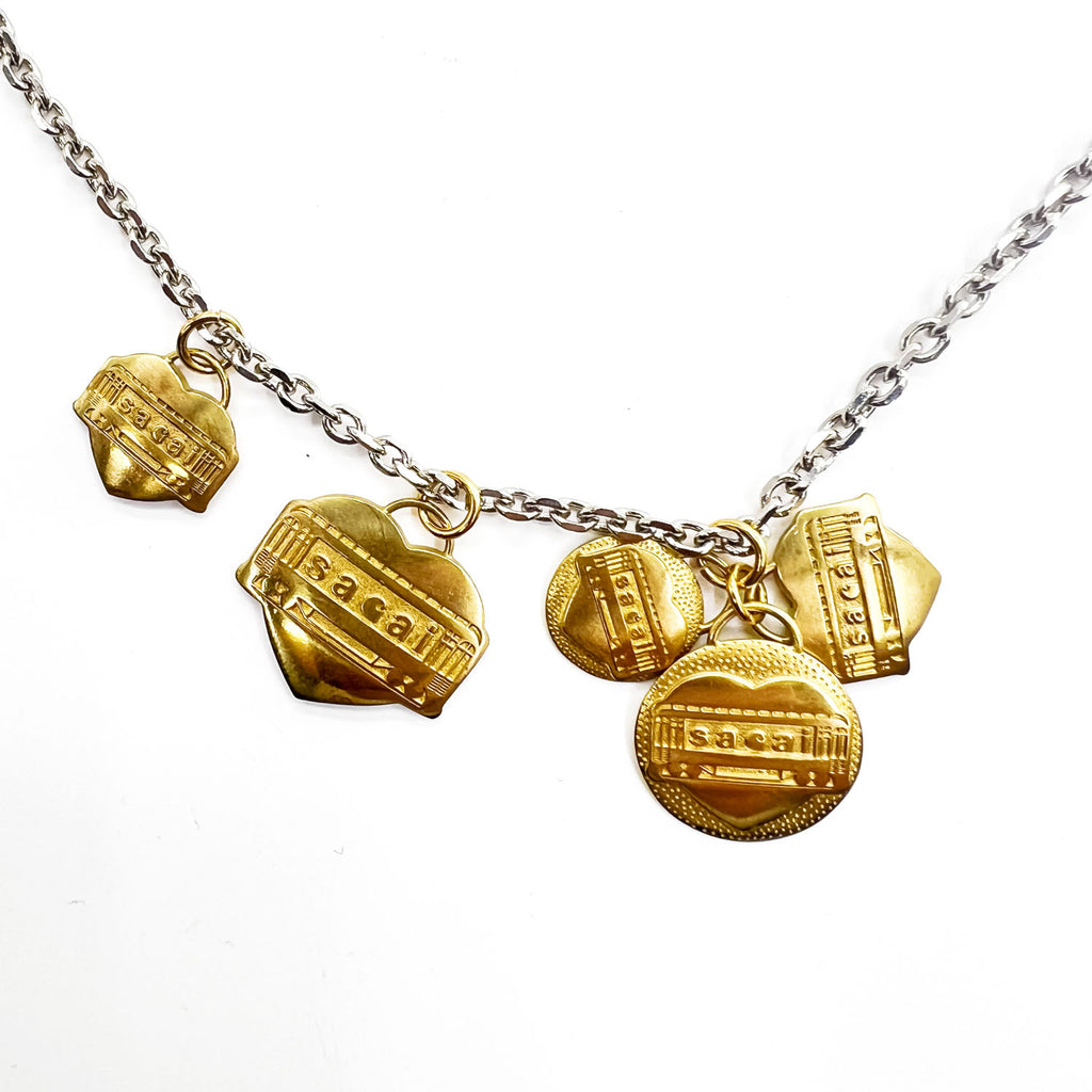 sacai × carhartt WIP チャーム ネックレス ゴールド シルバー 真鍮 ハート ロゴ Heart Necklace