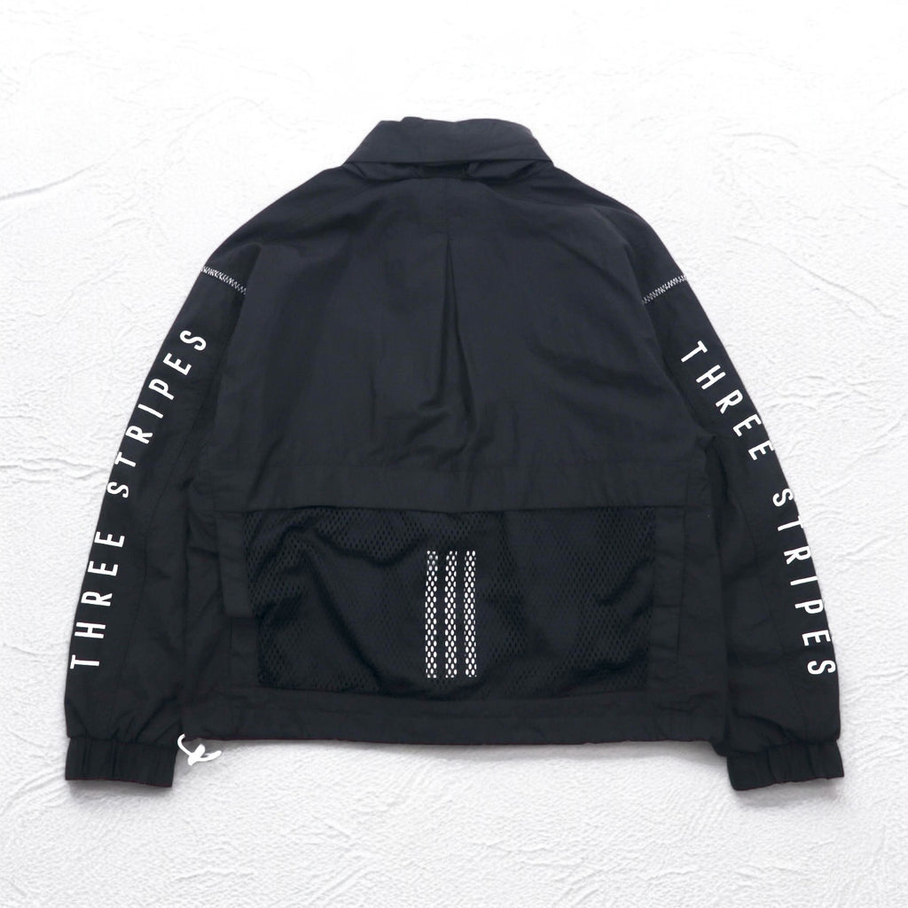 adidas Nylon Track Jacket Jersey S Black Drawcord W S2S Three Stripes ED1529