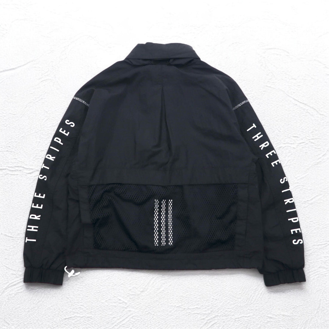 adidas Nylon Track Jacket Jersey S Black Drawcord W S2S Three Stripes ED1529