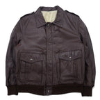 日本然リトテ-古着オンライン-Vintage Leather Flight Jacket 90年代 A-2 フライトジャケット レザージャケット L ブラウン 牛革 カウナッパ ボアライナー-Vintage Leather Flight Jacket 90's A-2 flight jacket leather jacket L brown cowhide cownappa boa liner