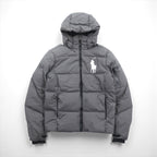 Polo Ralph Lauren ビッグポニー 刺繍 ダウンジャケット XS グレー フード着脱 ドローコード スタンドカラー