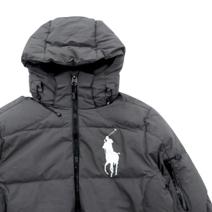 Polo Ralph Lauren ビッグポニー 刺繍 ダウンジャケット XS グレー フード着脱 ドローコード スタンドカラー