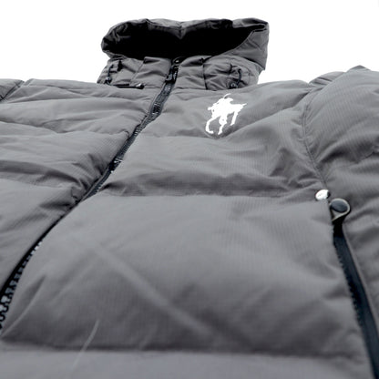 Polo Ralph Lauren ビッグポニー 刺繍 ダウンジャケット XS グレー フード着脱 ドローコード スタンドカラー