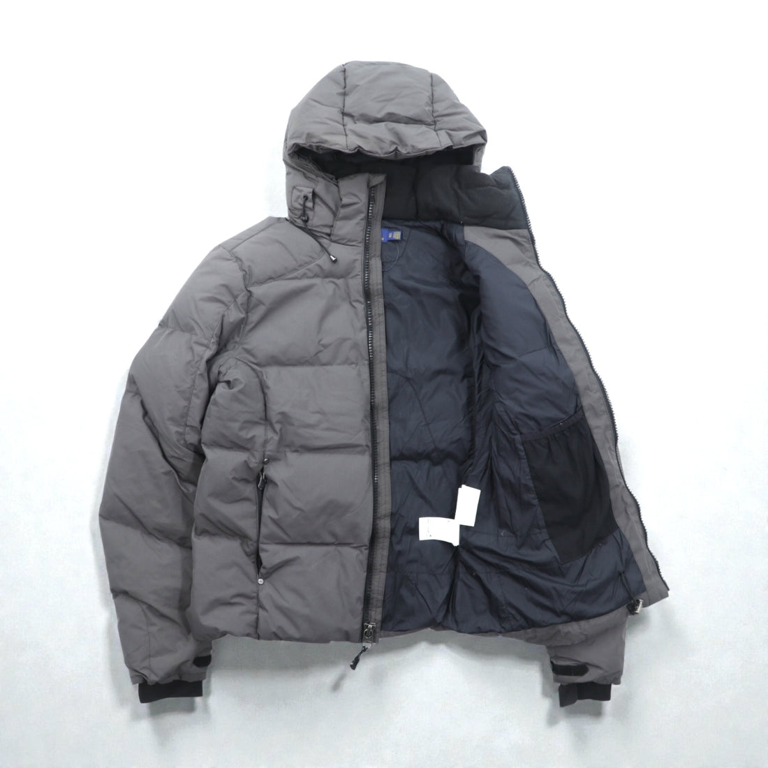 Polo Ralph Lauren Big Pony Embroidery Down Jacket, XS, Gray, Removable Hood, Drawcord, Stand Collar