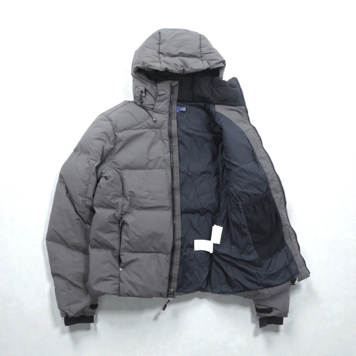 Polo Ralph Lauren ビッグポニー 刺繍 ダウンジャケット XS グレー フード着脱 ドローコード スタンドカラー