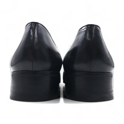 a.testoni Italian-made loafers, slip-on dress shoes, size 27cm, black leather and gold