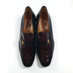 a.testoni Italian-made loafers, slip-on dress shoes, size 27cm, black leather and gold