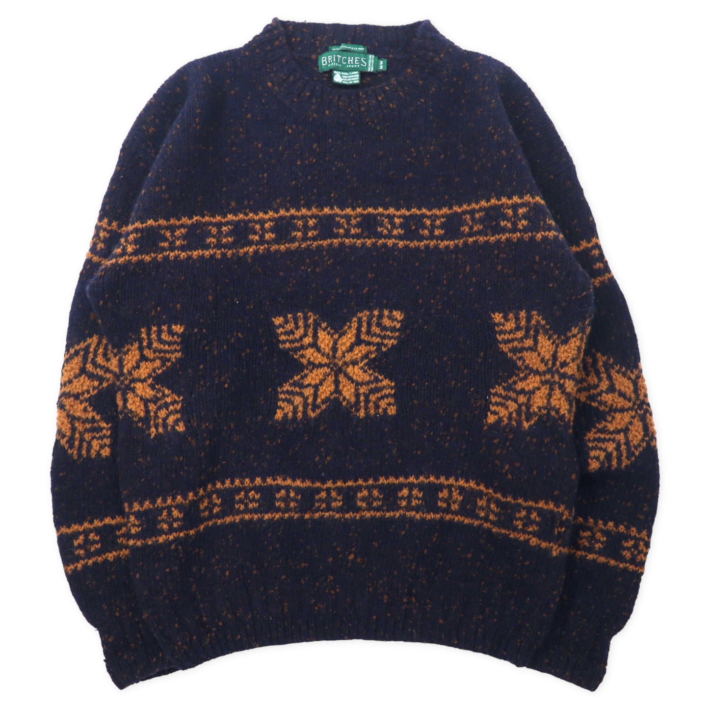 BRITCHES 90年代 ノルディック ニット セーター M ネイビー ウール HAND KNIT ビッグサイズ