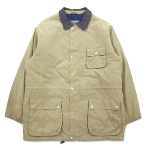 Eddie Bauer 90年代 ピーチスキン ハンティングジャケット XL ベージュ ポリエステル 襟レザー ドローコード キルティングライナー