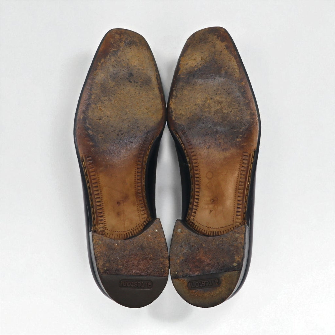 a.testoni Italian-made loafers, slip-on dress shoes, size 27cm, black leather and gold