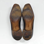 a.testoni Italian-made loafers, slip-on dress shoes, size 27cm, black leather and gold