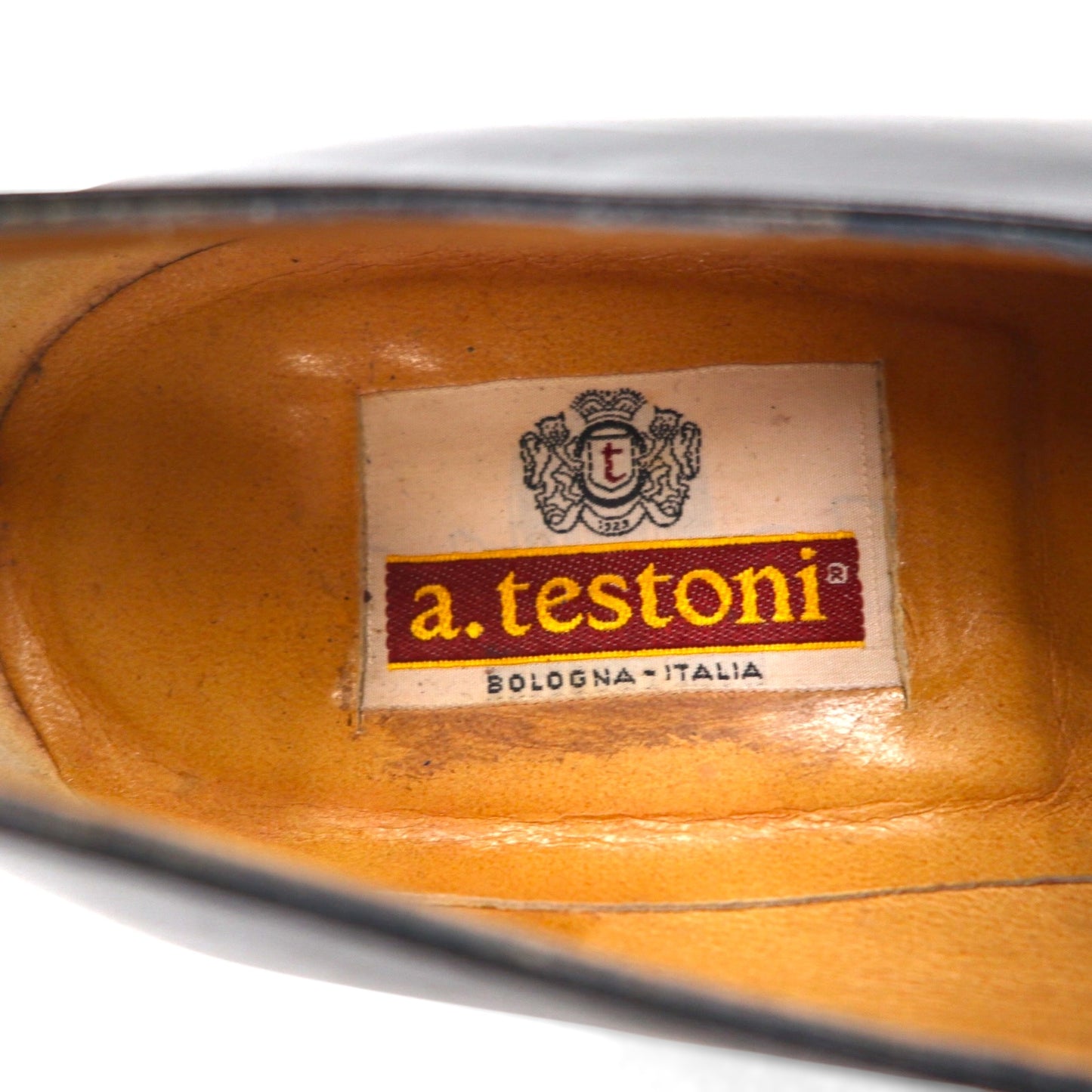 a.testoni Italian-made loafers, slip-on dress shoes, size 27cm, black leather and gold