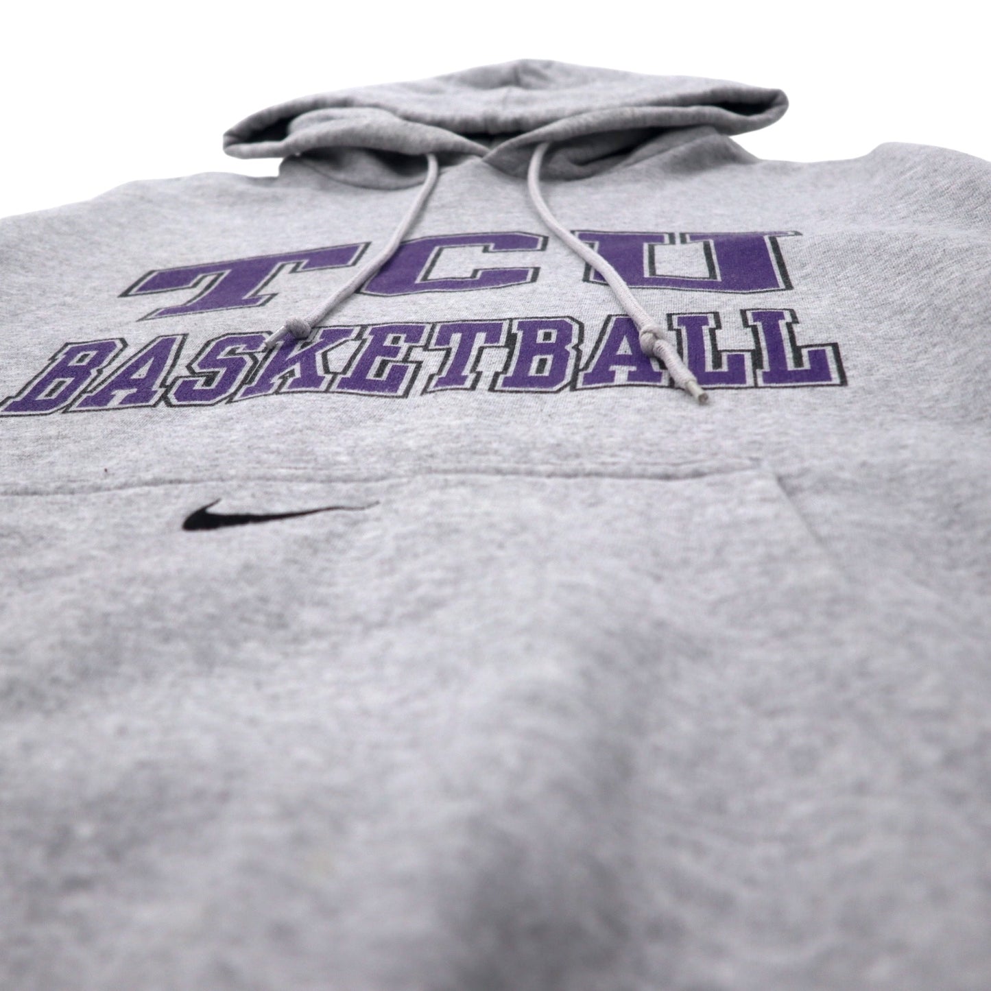 NIKE 90年代 カレッジ プリント プルオーバー パーカー XL グレー コットン TEAMタグ NCAA TCU BASKETBALL アーチロゴ