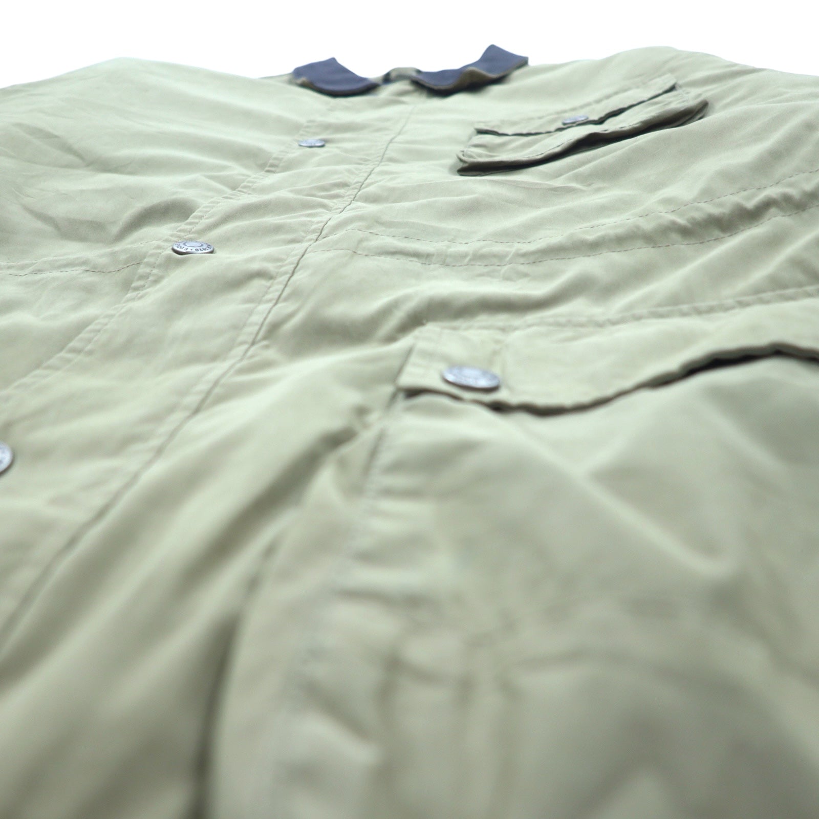 Eddie Bauer 90年代 ピーチスキン ハンティングジャケット XL ベージュ ポリエステル 襟レザー ドローコード キルティングライナー