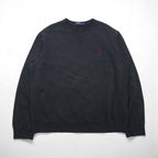 Polo Ralph Lauren XL Grey Cotton V-Neck Sweatshirt with Small Pony Embroidery