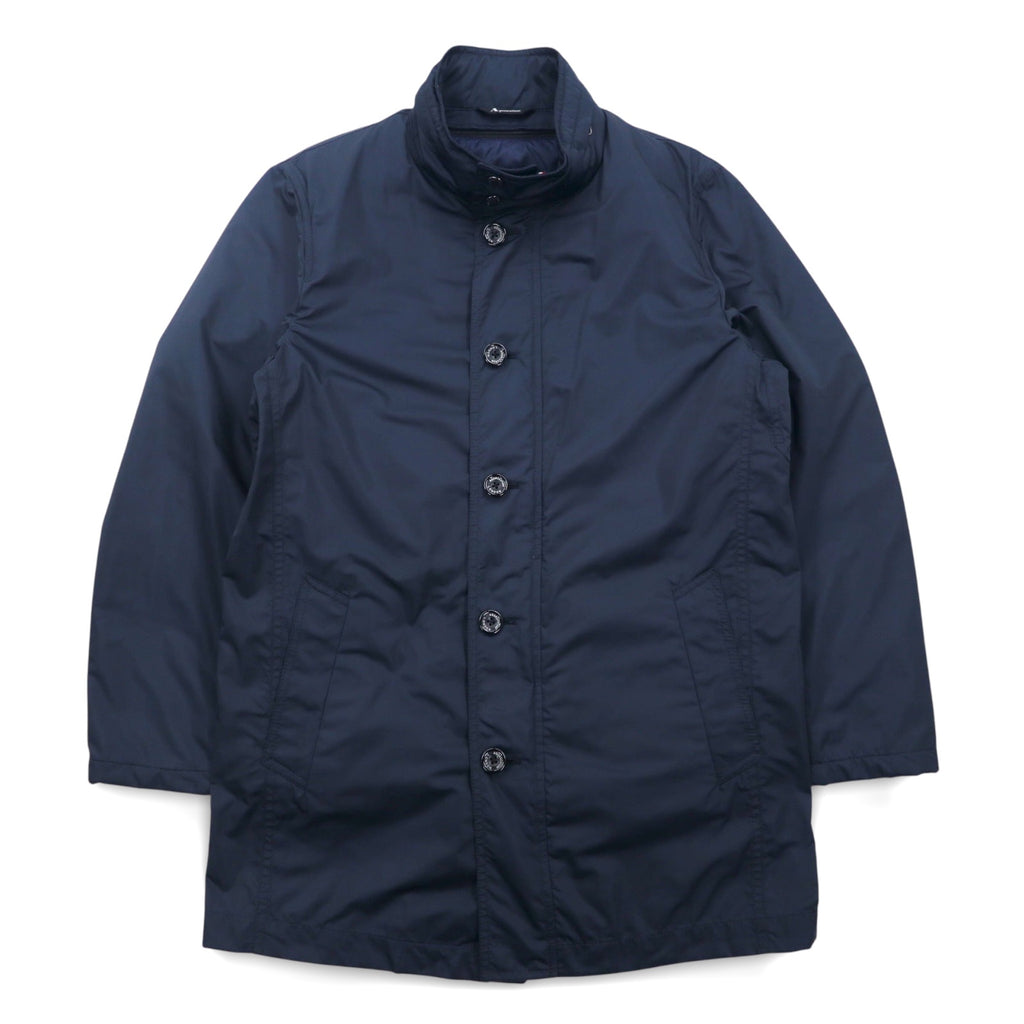 Aquasqutum Stand Collar Coat M Navy Silk Blend Padded Quilted Vest Removable