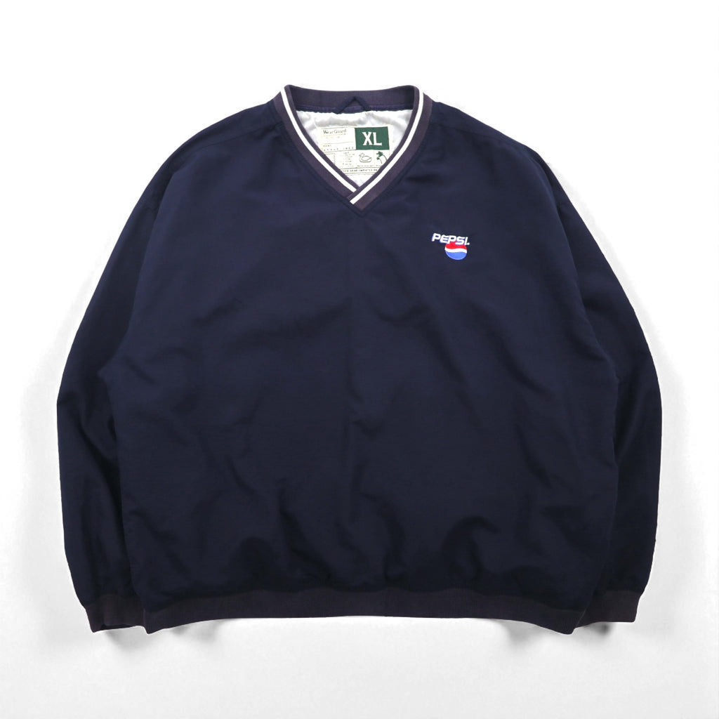 PEPSI 90s Piste Nylon Pullover Jacket, XL, Navy, Waterproof, Single-Point Embroidery, Wear Guard