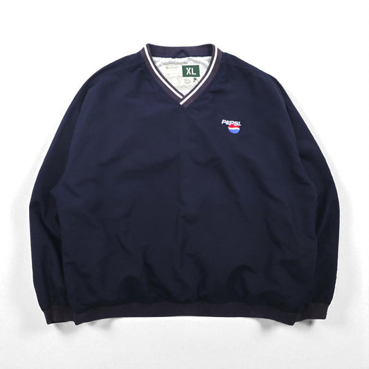 PEPSI 90年代 ピステ ナイロン プルオーバー ジャケット XL ネイビー 防水 ワンポイント刺繡 Wear Guard