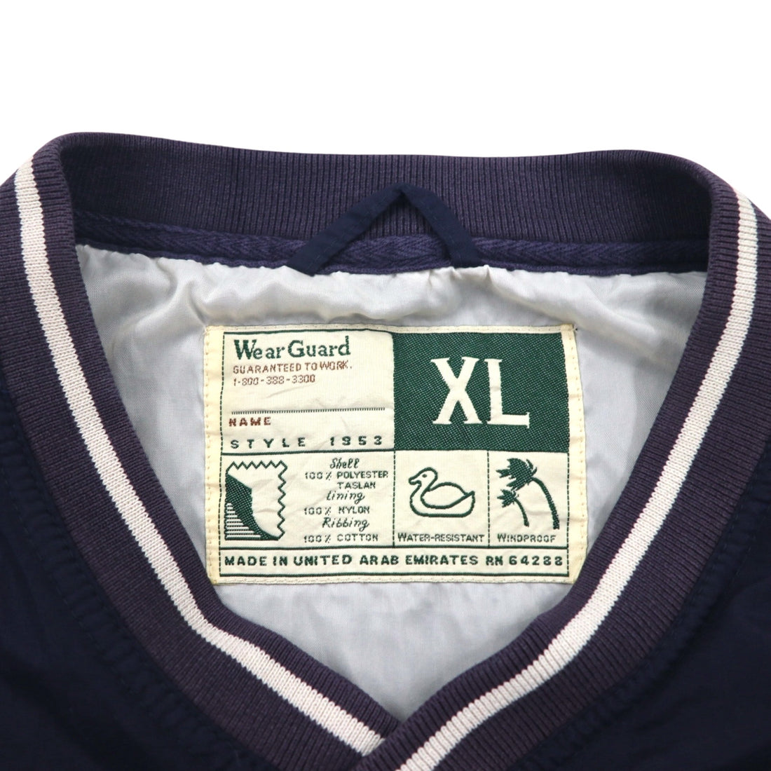 PEPSI 90s Piste Nylon Pullover Jacket, XL, Navy, Waterproof, Single-Point Embroidery, Wear Guard