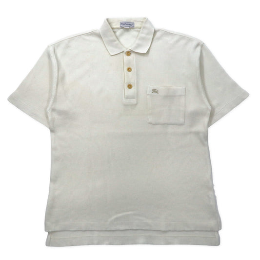 Burberrys ワッフル ポロシャツ M ホワイト コットン ワンポイントロゴ オールド 日本製
